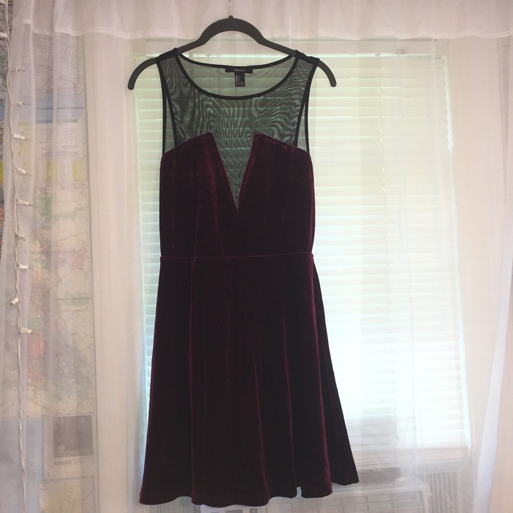 Red velvet open back dress